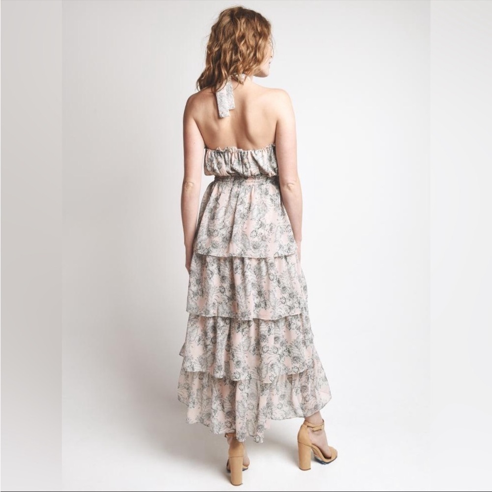 MISA Los Angeles Pink Floral Valeria Halter Midi Dress - Picture 4 of 10